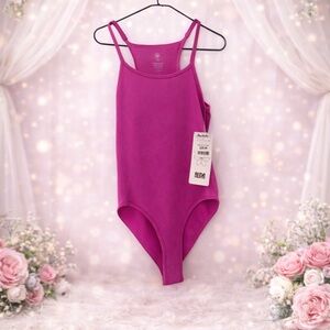 Aura Magenta Ribbed Scoop-Back Bodysuit